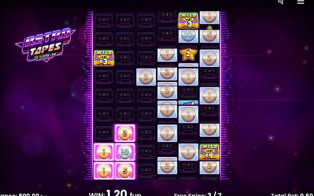 Free Spins-läget i Retro Tapes